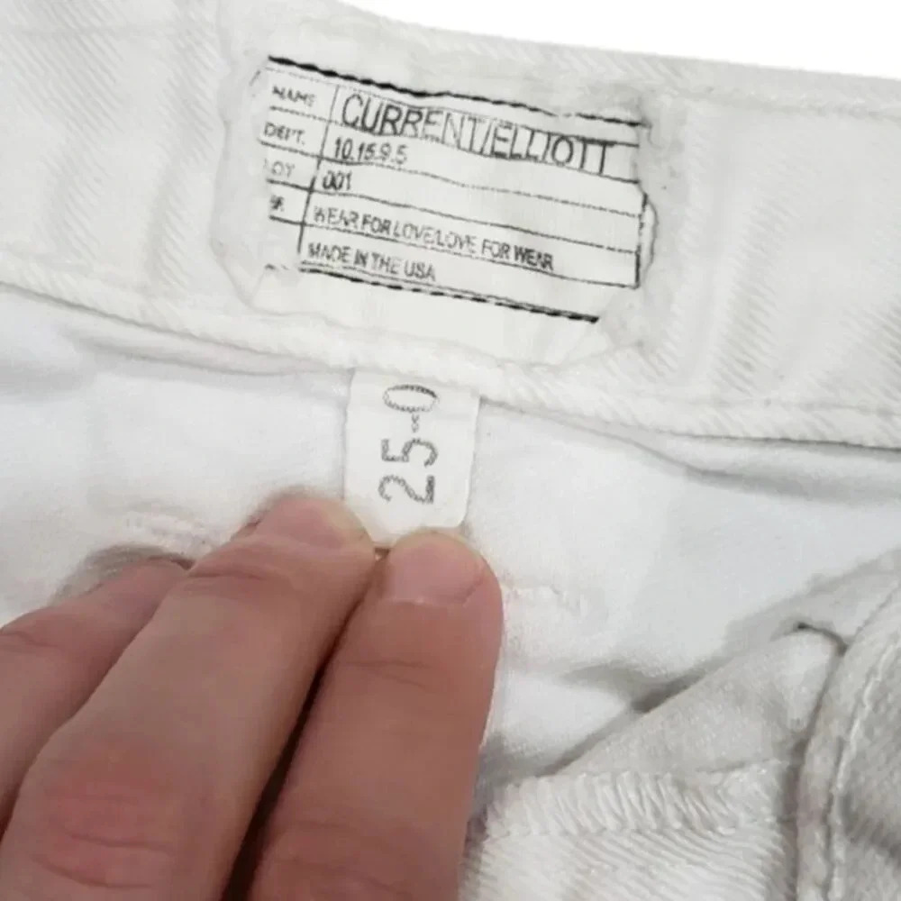 Current/Elliott White Denim Distressed Jean Shorts 25 - Picture 4 of 4
